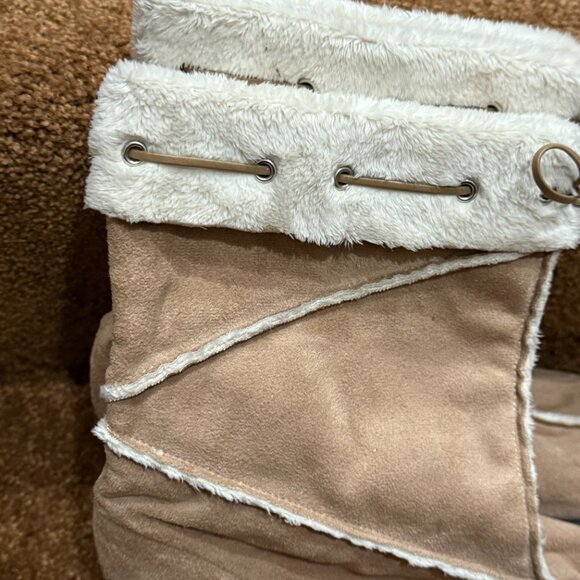 Vaneli Suede Booties with Faux Fur Trim, Tan/Cream, Sz 8N - Picture 7 of 11
